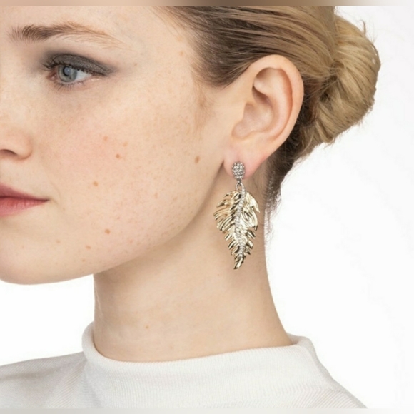 Alexis Bittar Gold Feather Drop Earrings - Picture 8 of 8